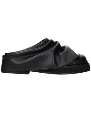 The Attico Black Leather Slippers