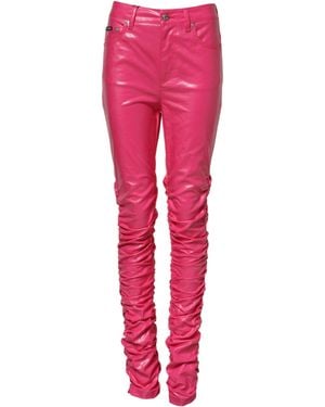 Dolce & Gabbana Pink Cotton High Waisted Skinny Denim Jeans