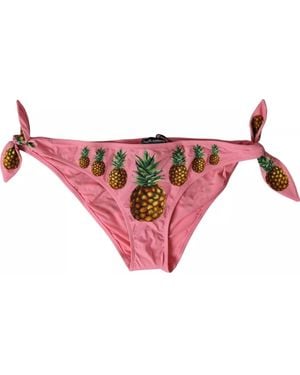 Dolce & Gabbana Pineapple Swimsuit Bikini Bottom Swimwear - Pink