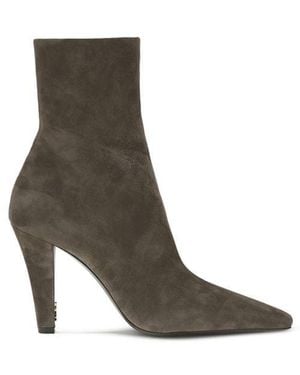 Saint Laurent Jill Suede Ankle Boots - Gray