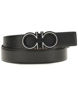 Ferragamo Blue Calf Leather Bos Taurus Regular Belt - Black