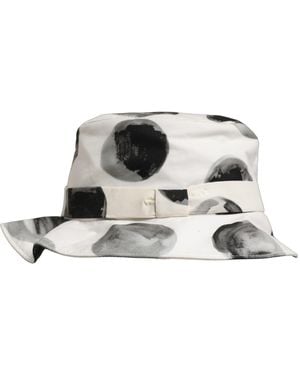 Dolce & Gabbana White Cotton Big Polka Dot Pattern Bucket Hat - Grey