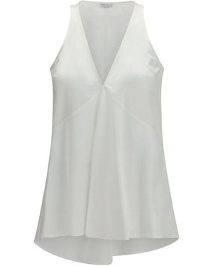 Brunello Cucinelli White Cotton Blouse - Grey