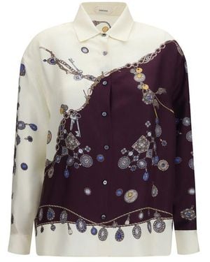 Versace Multicolor Silk Pattern Shirt - Purple