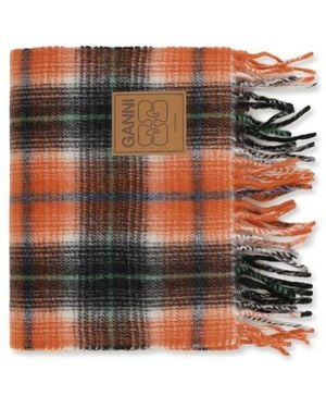 Ganni Orange Wool Oves Aries Foulard