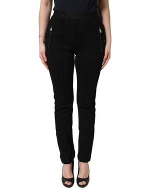 Dolce & Gabbana Black Viscose Mid Waist Skinny Trouser Pants