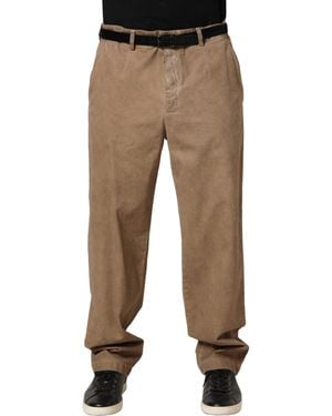 Domenico Tagliente Beige Cotton Straight Leg Men Trouser Trousers - Natural