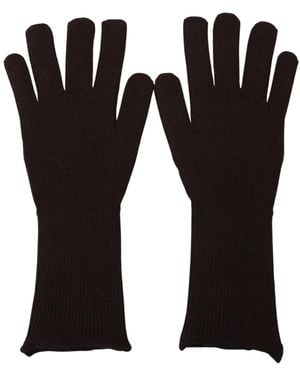Dolce & Gabbana Brown Cashmere Silk Hands Mitten Mens Gloves - Black