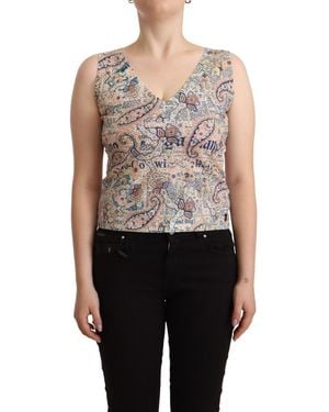 John Galliano Cotton Sleeveless V-neck Tank Top - Blue
