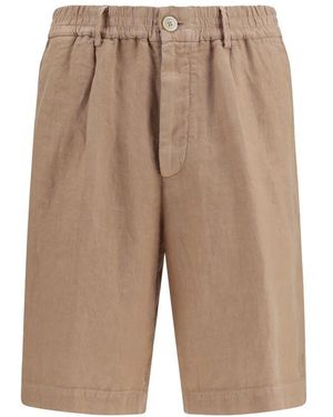 Brunello Cucinelli Brown Linen Bermuda Shorts - Natural