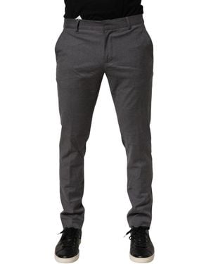 Daniele Alessandrini Grey Polyester Formal Dress Trouser Trousers