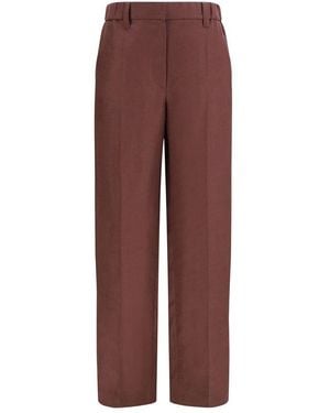 Brunello Cucinelli Brown Linen Casual Trousers