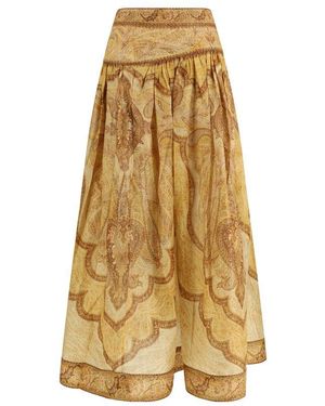 Zimmermann Bicolour Cotton Long Skirt - Natural