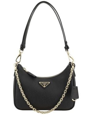 Prada Black Calf Leather Bos Taurus Shoulder Bag