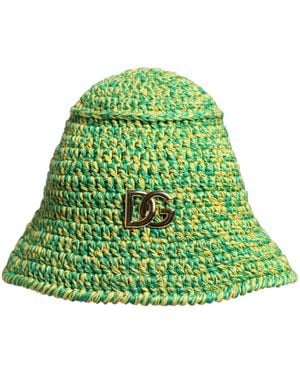 Dolce & Gabbana Green Cotton Crochet Dg Logo Bucket Hat