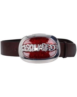 DSquared² Cinture Donna Pelle Marrone/Rosso - Red