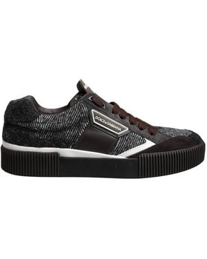 Dolce & Gabbana Multicolor Leather Low Top Sneakers Shoes - Black