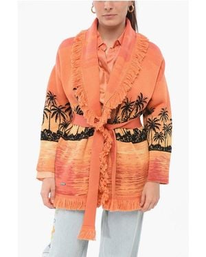 Alanui Jacquard Kerala Sunset Cardigan - Orange