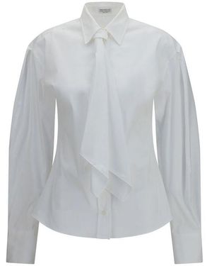 Brunello Cucinelli White Cotton Dress Shirt - Grey