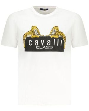 Roberto Cavalli Leopards Print Short Sleeve Tshirt - White