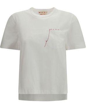 Marni White Cotton T - Grey