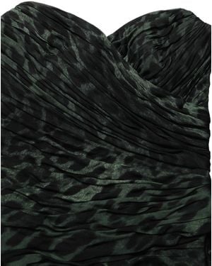 Dolce & Gabbana Green Leopard Print Bustier Draped Midi Dress - Black