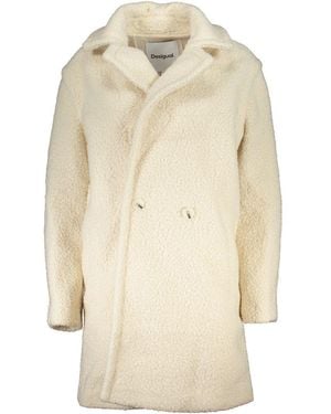 Desigual Elegant Long-Sleeved Coat - Natural
