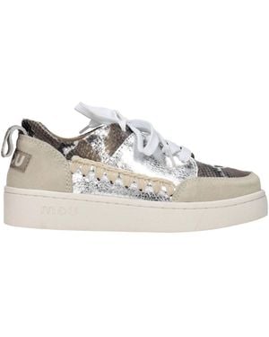 Mou Grey Leather Trainers - Multicolour