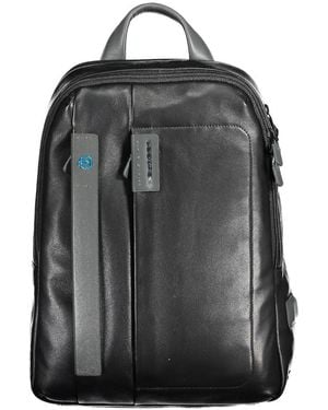 Piquadro Black Leather Backpack