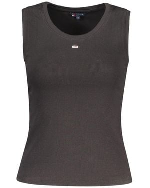 Tommy Hilfiger Ribbed Tank Top Logo Detail - Black