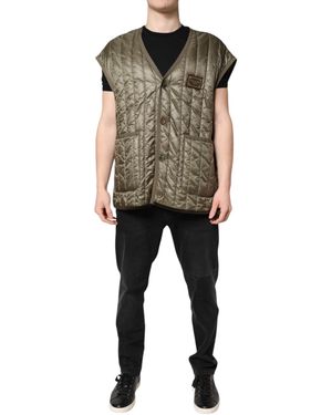 Dolce & Gabbana Quilted Sleeveless Vest - Green