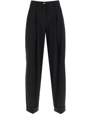 Ganni "Flowy Pants With Two Ple - Black