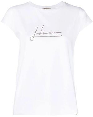 Herno Crystal-Embellished Logo T-Shirt - White
