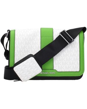 Michael Kors White Fabric Crossbody Bags - Green