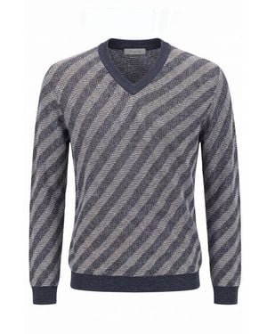 Malo Blue Linen Men Sweater