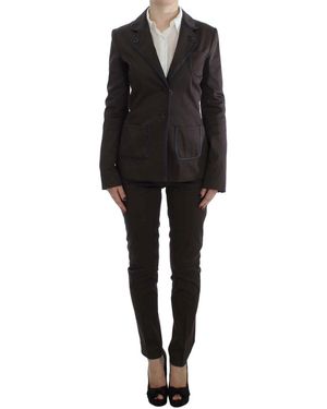 Exte Brown Stretch Two Button Suit - Black