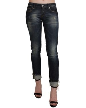 Acht Blue Washed Low Waist Skinny Cropped Denim Pant