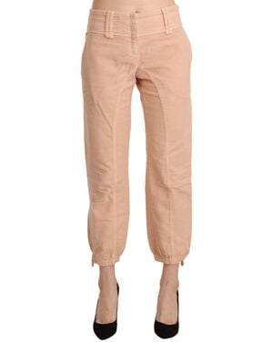 Ermanno Scervino Mid Waist Cropped Cotton Trouser Trousers - Natural