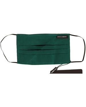 Dolce & Gabbana Emerald Silk Pleated Face Mask - Green