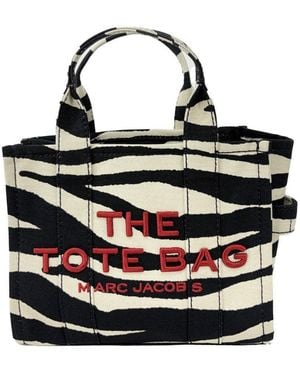 Marc Jacobs The Tote Bag Medium Zebra Canvas Crossbody - Black