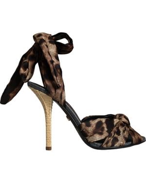 Dolce & Gabbana Brown Leopard Keira Heels Sandals Shoes - Black