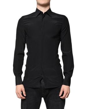 Dolce & Gabbana Silk Long Sleeves Dress Shirt - Black