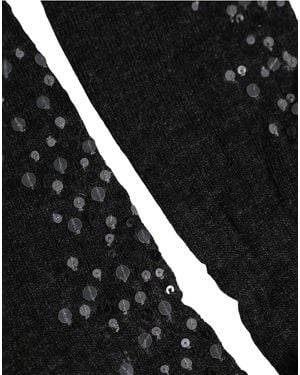 Dolce & Gabbana Dark Grey Sequined Wool Knee High Accessory Socks - Black