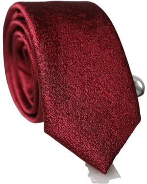 Dolce & Gabbana Burgundy Solid Silk Adjustable Men Tied Necktie Tie - Red