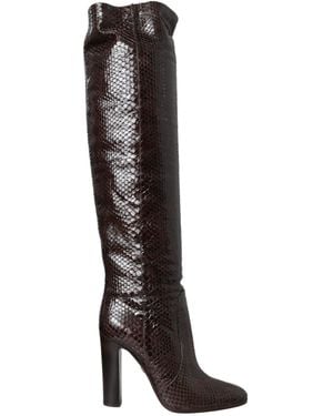 Dolce & Gabbana Exotic Leather Heels High Boots Shoes - Black