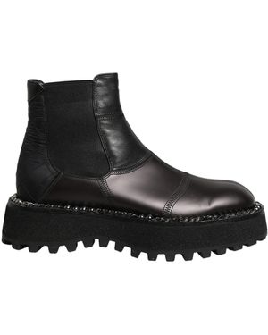 Dolce & Gabbana Black Leather Slip On Chelsea Boots Shoes