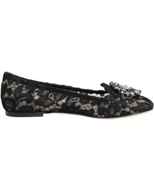 Dolce & Gabbana Lace Flat Shoes Crystal - Black