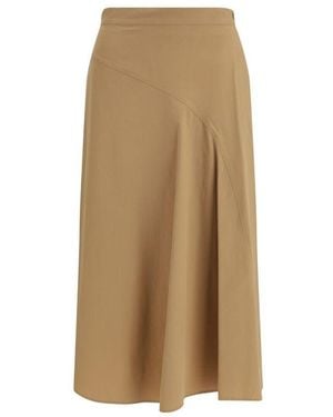 Max Mara Beige Cotton Midi Skirt - Natural