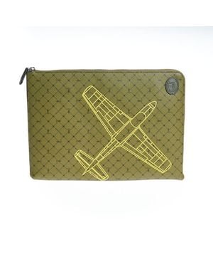 Trussardi Green Leather Men Clutch