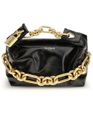 Balmain Black Calf Leather Bos Taurus Shoulder Bag